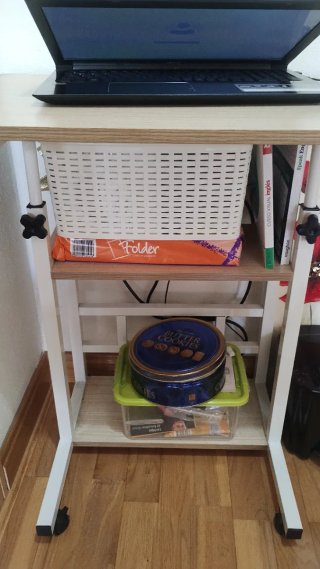 Mesa escritorio pequeña madera y blanco