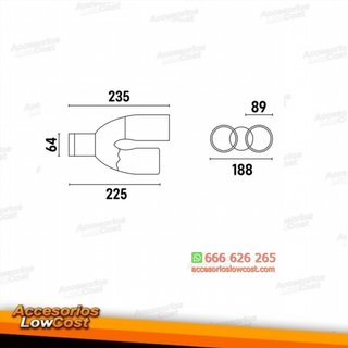 Cola de escape doble universal en negro mate para