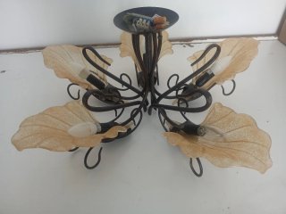 2 Lámparas Murano Vintage Hojas Ámbar