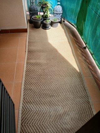 Alfombra Yute/Tela Beige y Marrón