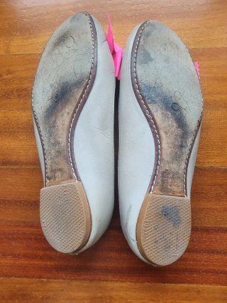 Bailarinas Maloles grises con lazo rosa