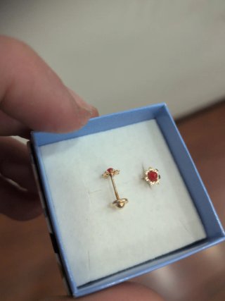 Pendientes Margarita Oro y Coral Pequeños
