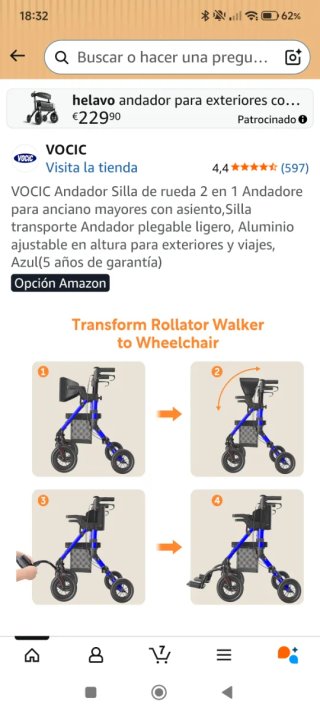 Andador Plegable Aluminio Azul