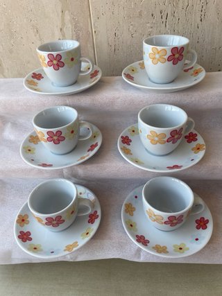 Juego 6 Tazas Café Palacio Flores