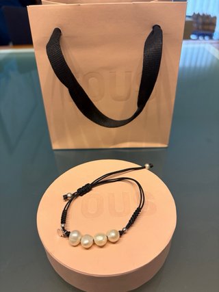 Pulsera Tous Perlas Plata y Cordón Negro