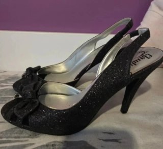 Sandalias fiesta negras purpurina