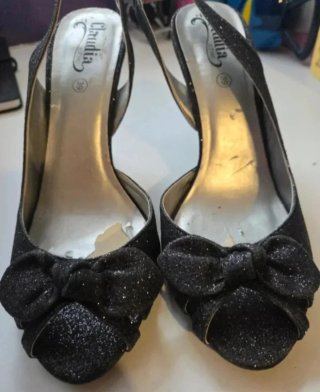 Sandalias fiesta negras purpurina