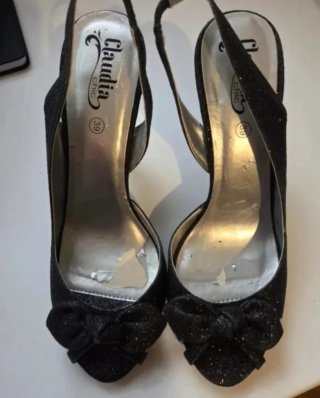 Sandalias fiesta negras purpurina