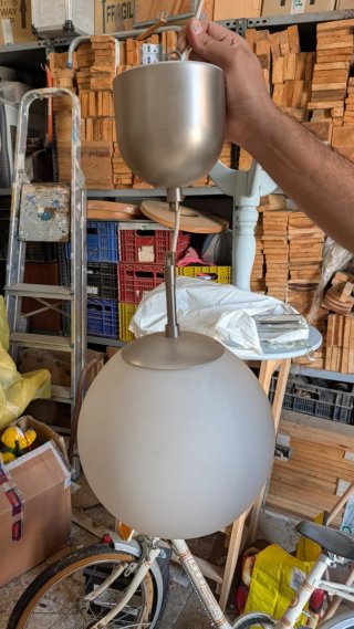 Lámpara colgante esférica metal y cristal
