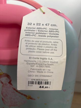 Maleta infantil rígida con ruedas giratorias 360º