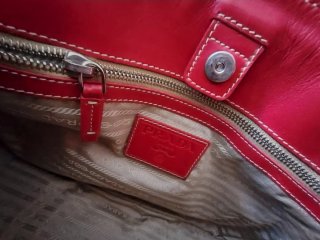 Bolso Prada Canvas Jacquard Tote Rojo y Beige