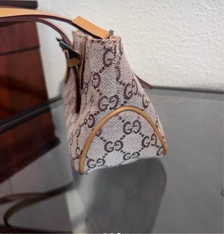 Bolso Gucci tela y piel marrón