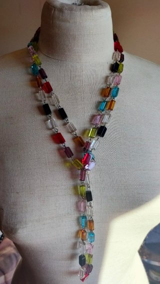 Collar largo cristal colores vintage