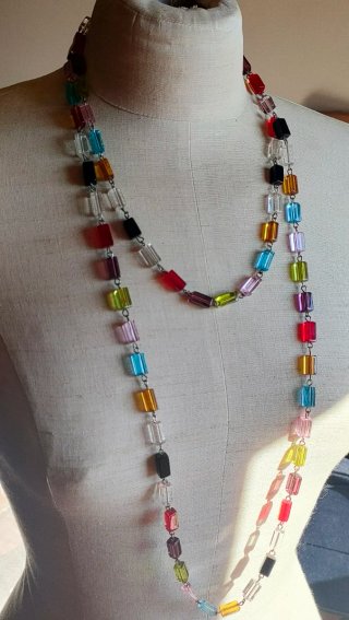 Collar largo cristal colores vintage