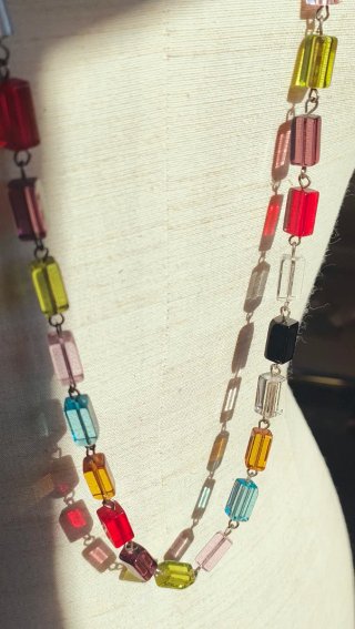 Collar largo cristal colores vintage