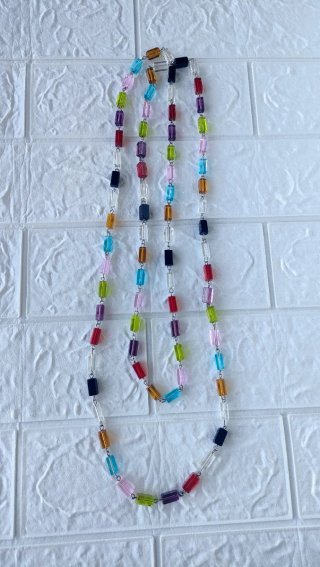 Collar largo cristal colores vintage
