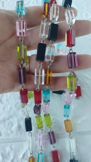 Collar largo cristal colores vintage