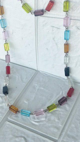 Collar largo cristal colores vintage