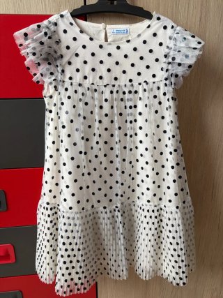 Vestido niña lunares blanco y negro de mayoral