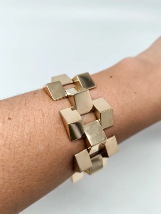 Pulsera Maciza Oro 18kt eslabones piramidales