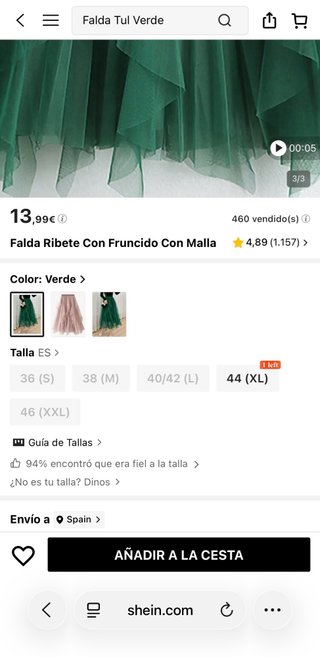 Falda tul verde cascada