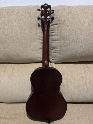 Ukulele marrone con custodia