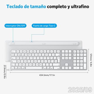 OMOTON Teclado Inalambrico Bluetooth Mac ESP Plata