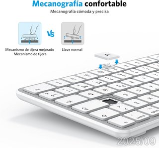 OMOTON Teclado Inalambrico Bluetooth Mac ESP Plata