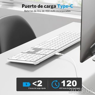 OMOTON Teclado Inalambrico Bluetooth Mac ESP Plata