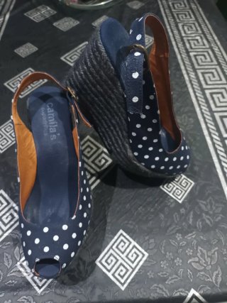 Cuñas Camila's Azul/Blanco Lunares