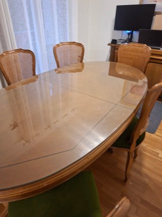 Mesa comedor extensible 160cm madera y cristal