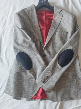Blazer El Ganso Gris Cuadros Rojo