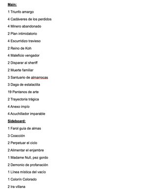 MTG Mono Black estándar / Competitivo
