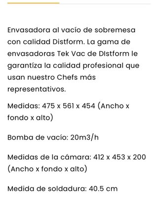Envasadora al vacío DISFORM TEKVAC 410 Bomba busch