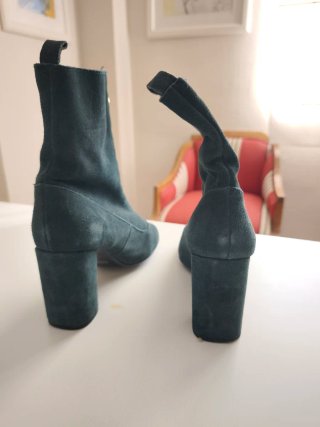 Botines Zara Verde Cremallera Dorada