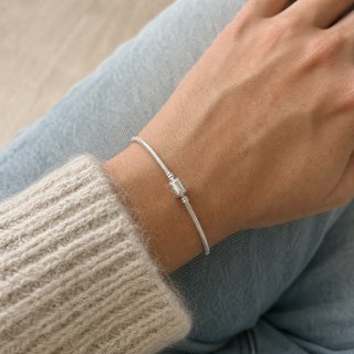 Pulsera Cadena Serpiente Plata Cierre Liso