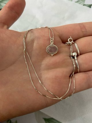 Cadenita de plata - Cuarzo rosa