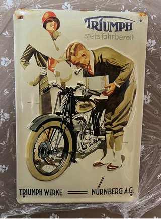 Cartel Metálico Vintage Triumph Werke