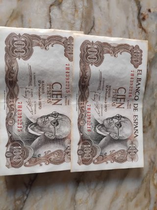 2 Billetes 100 Pesetas España 1970