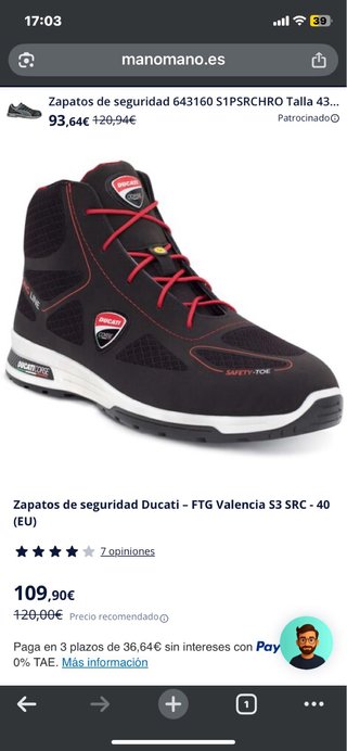Zapatos Seguridad Ducati FGT Valencia S3 SRC