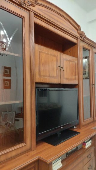 Mueble bar madera y cristal años 90