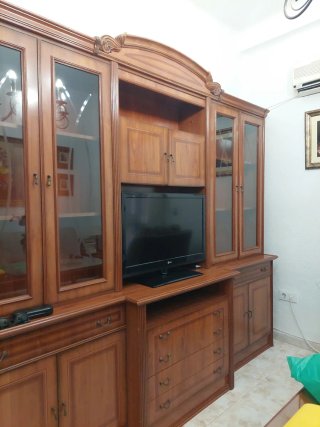Mueble bar madera y cristal años 90