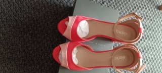 Sandalias de tacón Black L. rosa y beige, tacón 7c