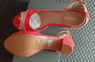 Sandalias de tacón Black L. rosa y beige, tacón 7c
