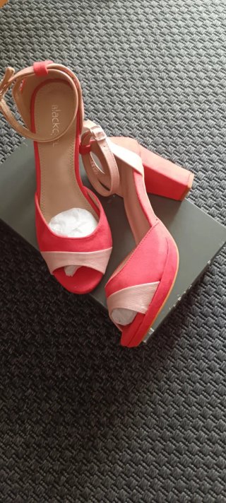 Sandalias de tacón Black L. rosa y beige, tacón 7c
