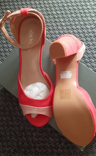Sandalias de tacón Black L. rosa y beige, tacón 7c