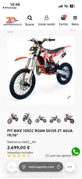 Moto 105 2t Enduro/Motocross Blanca