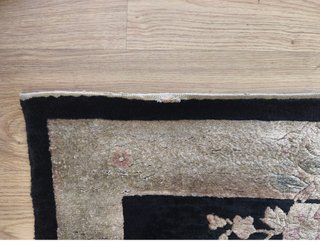 Alfombra Pasillo China Floral Beige/Negro