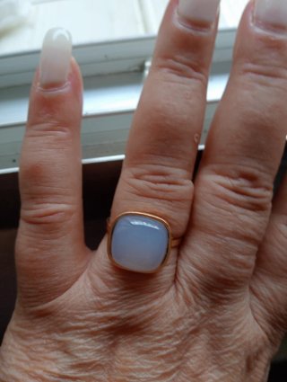 Anillo Oro 18k Piedra Azul,calcedonia,muy elegante
