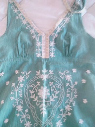 Vestido Verano Halter Bordado Plata